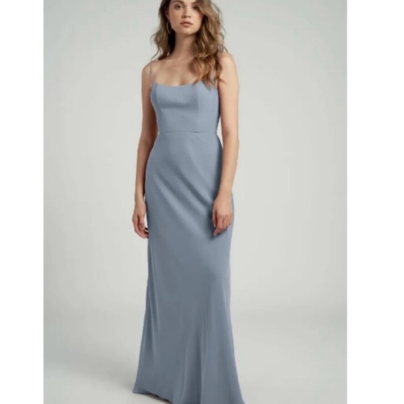 NWT Jenny Yoo Shoshanna Dress Cambray Luxe Chiffon Blue Size 12 - Picture 1 of 10